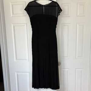 Carmen Marc Valvo Black Layered Midi Dress
